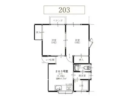 フローレスII(2DK/2階)の間取り写真