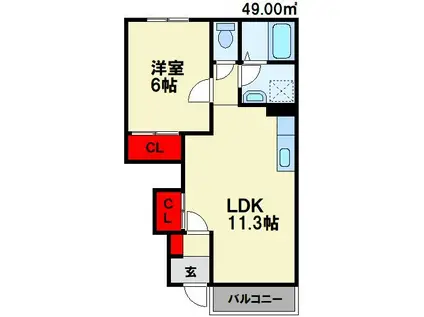 グリーンハイムIV(1LDK/1階)の間取り写真