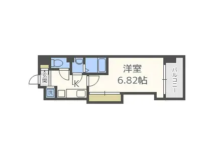 LUXE難波西II(1K/8階)の間取り写真