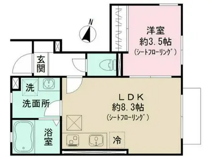 CRYSTAL PALACE(1LDK/1階)の間取り写真