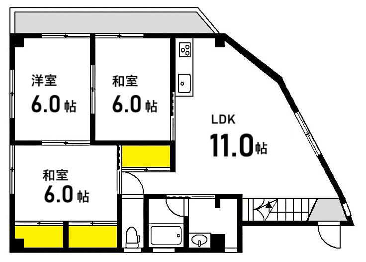 YOTUBABIRU(3LDK/4階)の間取り写真