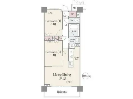 フェールメゾン西大島(2LDK/3階)の間取り写真