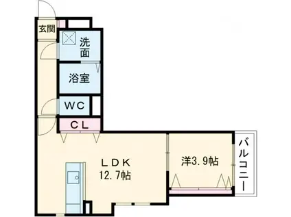 GLITTA野芥(1LDK/2階)の間取り写真