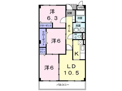 ベルブリーズ(3LDK/2階)の間取り写真