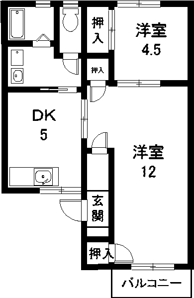 サンハイツはるだんの(2DK/2階)の間取り写真