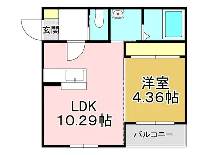 エクスヴィータ新入(1LDK/2階)の間取り写真