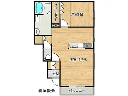 エクセレンス(1LDK/1階)の間取り写真
