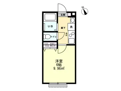 ZEROリヴェール幸手(1K/2階)の間取り写真