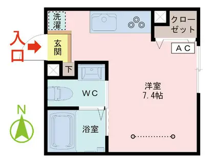 ORIGAMI3(ワンルーム/1階)の間取り写真