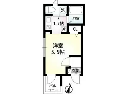 ヴィエィユリビエール(1K/2階)の間取り写真