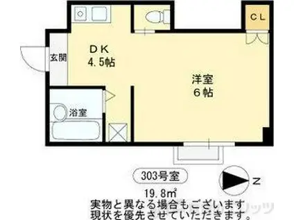 ラパンジール新大阪(1DK/3階)の間取り写真