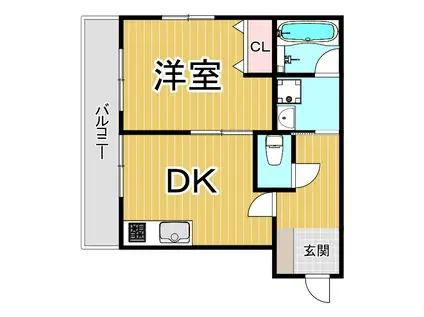 テルヴェ(1DK/3階)の間取り写真