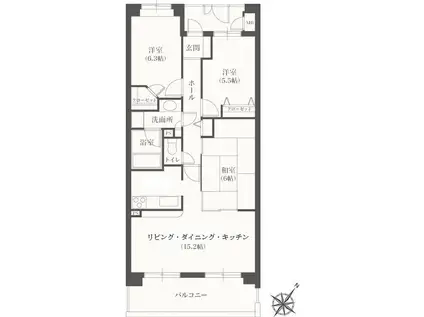 YMレジデンス相模大野(3LDK/5階)の間取り写真