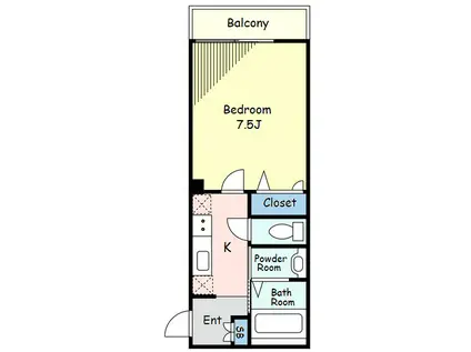 ディアマンテス(1K/2階)の間取り写真