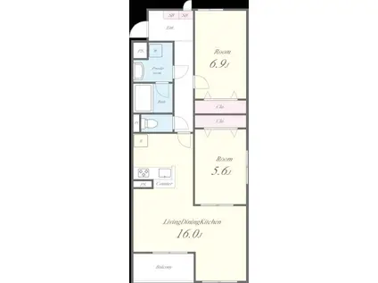 サウス COAT(2LDK/3階)の間取り写真