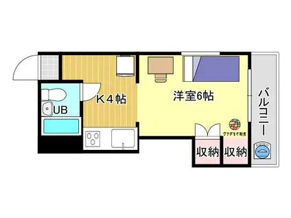 鴨池パークハイツ(1K/2階)の間取り写真