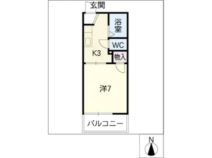 タウニーナイトウ(1K/2階)の間取り写真