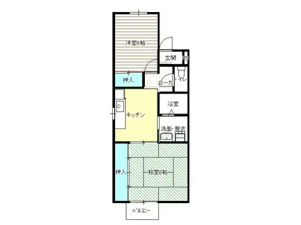 ハピネスI(2K/1階)の間取り写真