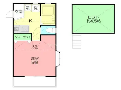 シャローム湘南(1K/2階)の間取り写真