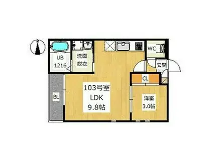 GRANDTIC KRSII(1LDK/1階)の間取り写真