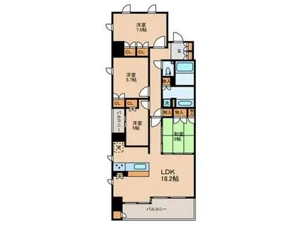 リソシエ西洞院センシア(4LDK/6階)の間取り写真