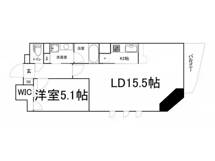 セレッソコート上本町イースト(1LDK/4階)の間取り写真