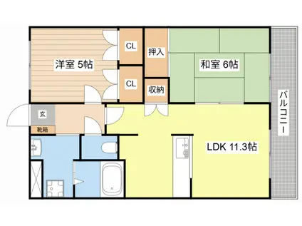 シャルマンハイツ(2LDK/1階)の間取り写真