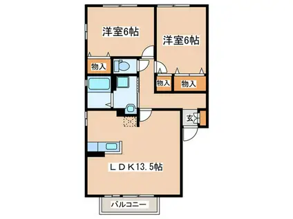 FANTASISTA(2LDK/1階)の間取り写真