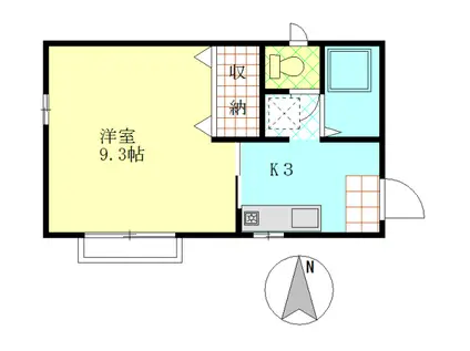 ディアス桜井III(1K/2階)の間取り写真