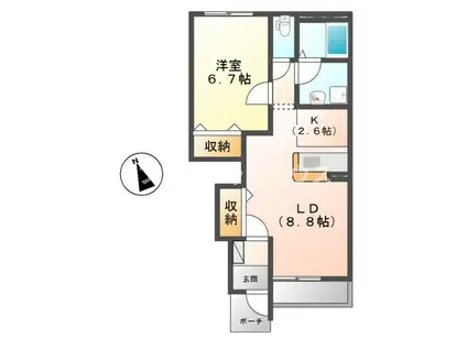 UN REVE(1LDK/1階)の間取り写真