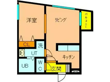 アムール中島公園(1LDK/1階)の間取り写真