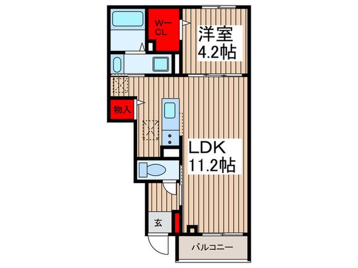 プラウドシティ南大塚F(1LDK/1階)の間取り写真