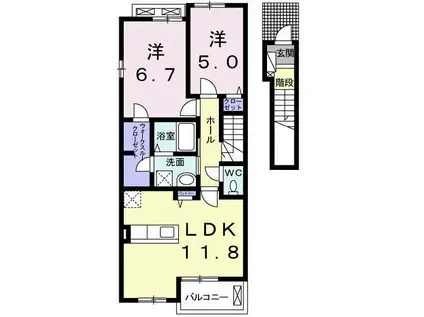 ノースリバーI番館A(2LDK/2階)の間取り写真