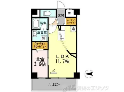 アクトタレイア茨木駅前(1LDK/5階)の間取り写真