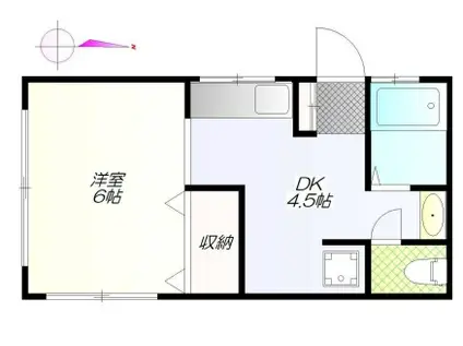 ハイツ亀崎(1DK/1階)の間取り写真