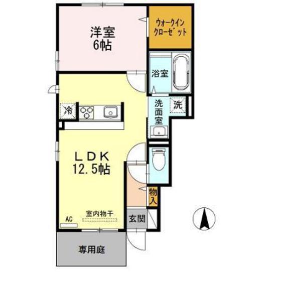 ディアマンテ(1LDK/1階)の間取り写真
