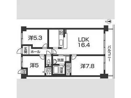 ヒルサイドテラス北平野(3LDK/2階)の間取り写真