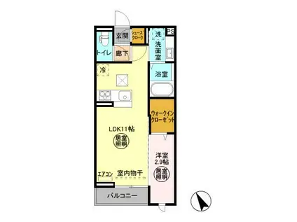 FLEUR B(1LDK/1階)の間取り写真