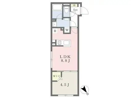 グローリオシェルト高田馬場(1LDK/1階)の間取り写真