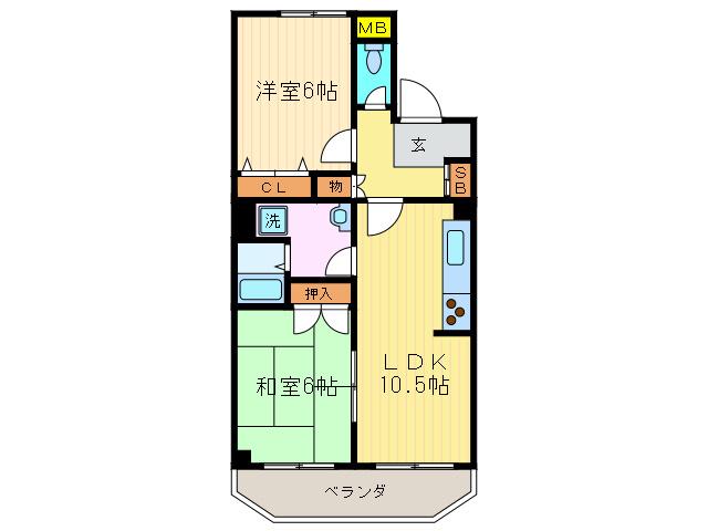 ロイヤルガーデン長岡京(2LDK/3階)の間取り写真