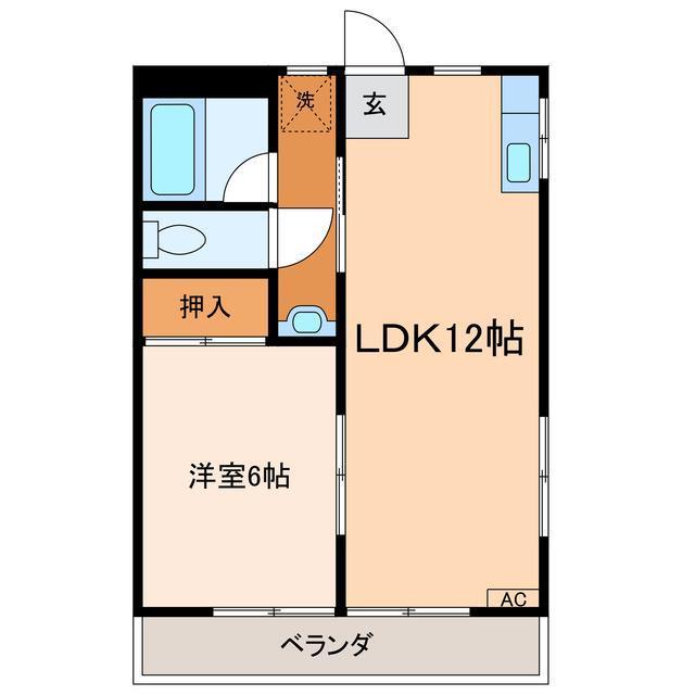 メゾンドMIE(1LDK/2階)の間取り写真