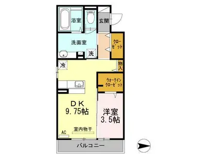 ヴィーブルF(1LDK/1階)の間取り写真