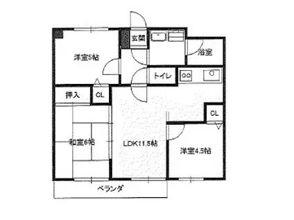 田園調布5丁目マンション(3LDK/1階)の間取り写真