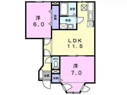 サンライズコート(2LDK/1階)の間取り写真