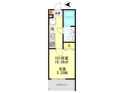 CFジオーレ大師東門前(1K/1階)の間取り写真