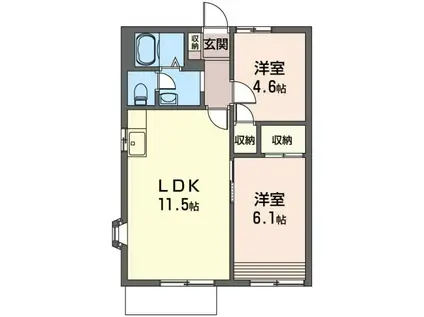 クレッセントハウス(2LDK/1階)の間取り写真