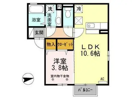 プラセール(1LDK/1階)の間取り写真