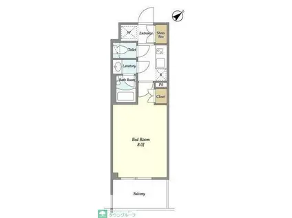 BLUROCK東神奈川(1K/2階)の間取り写真