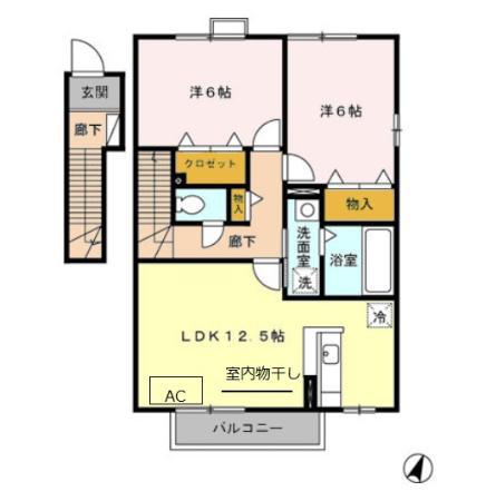 グランモア(2LDK/2階)の間取り写真