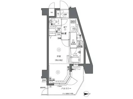 ズーム中野坂上(1K/5階)の間取り写真